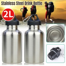 2L Stainless Large Mouth Water Drink Bottle Kettle Cycling Gym Big Bottle new