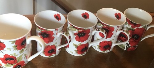 Poppy china mugs 10oz - china,