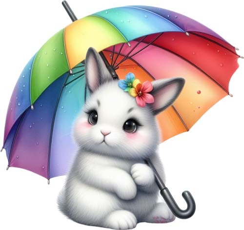 Easter bunny rainbow umbrella - rainbow,