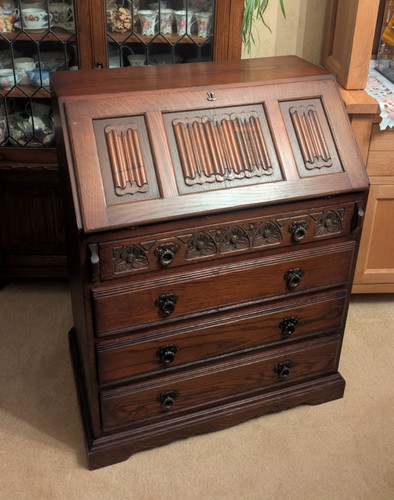Oak bureau writing - bureau, old
