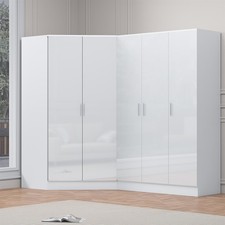 REFLECT Gloss 5 Door Corner Wardrobe Bundle Inc Corner + 3 Door Wardrobe Set