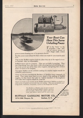 1917 buffalo motor engine boat - buffalo,