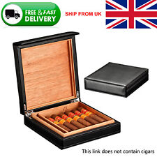 Galiner Cedar Wood Leather Cigar Humidor Case Humidifier Storage Box Black Gift