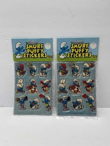 Vintage smurf puffy stickers - puffy,