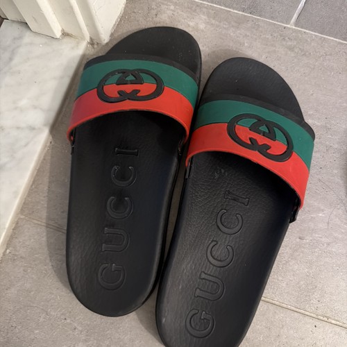 Gucci men black rubber slide - men's,