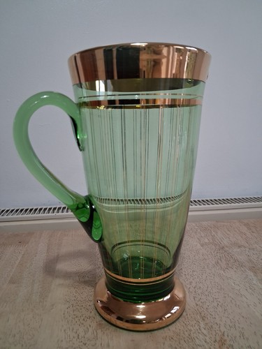 Vintage glass pitcher tall jug - pitcher,