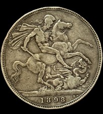 1898 LXI Victoria Silver Crown Five Shilling Coin