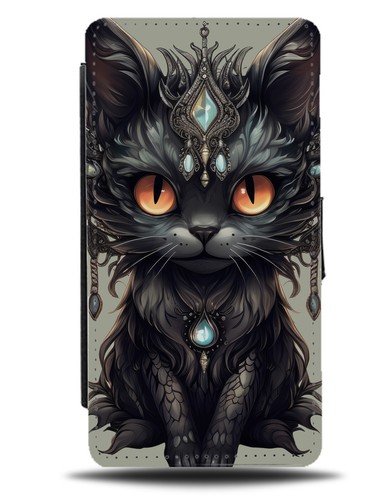 Gothic black cat flip - black, wallet