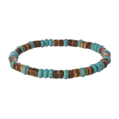Coconut wood turquoise beaded - coconut,