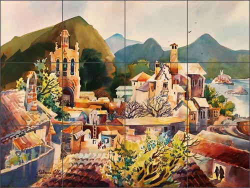 Ceramic tile mural backsplash - ceramic,