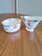 Royal Doulton Country Rose Sugar Bowl And Creamer With Gold Rim
