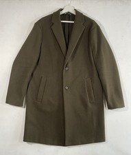 Zara Overcoat Mens XL Green 4 Way Stretch Classic Driving Dress Coat Pockets