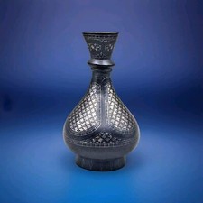 Antique Bronze & Silver Inlaid Vase Hookah Base Anglo Indian Bidar Bidriware