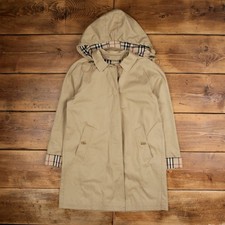 Burberry Trench Coat M Womens 00s Beige Nova Check Overcoat Jacket