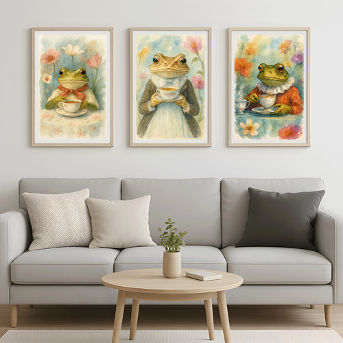 Anthropomorphic frog tea - anthropomorphic,