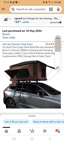 Roof top tent hard - shell, brown