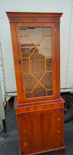 Vintage yew wood tall narrow