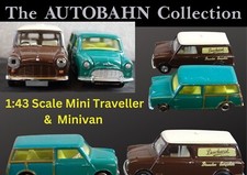 2 x DIECAST MODELS: CORGI BMC MINI VAN & DINKY MINI TRAVELLER 1:43 SCALE CARS