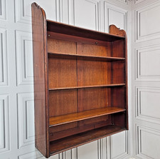 Antique Edwardian Solid Wooden Mahogany Wall Shelf Bookcase Adjustable Shelves