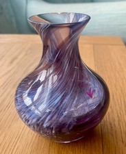 vintage Caithness Maive Purple White Swirl Bud Vase