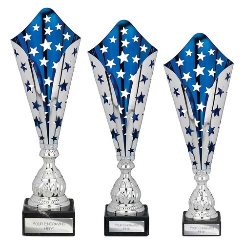 Silver and blue laser - and,