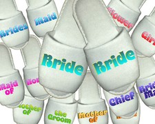 Personalised 60s 70s Wedding Bridal Party Spa Slippers Team Bride Bridesmaid Hen