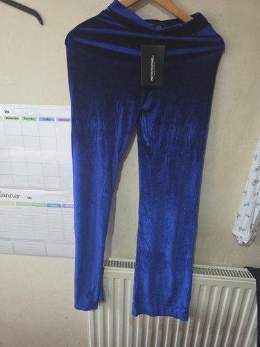 Ladies blue velour slogan - blue,