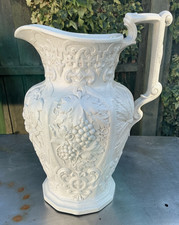 Large Victorian Relief Moulded Parian Ware Wine Jug in Gothic / Pugin Style A/F