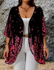 LADIES BLACK & PINK DITSY