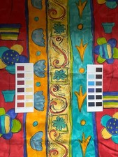 Vintage RECTELLA Miami Upholstery Fabric Abstract Piece Bright Scroll 1980s