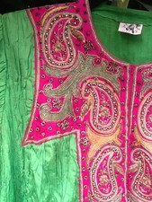 Indian Style Green and Pink  Tunic-Style Top Very Striking Beautiful Colours