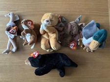 Set Of 6 TY Original Teenie Beanie Baby Cuddly Soft Plush Animal Toys With Tags