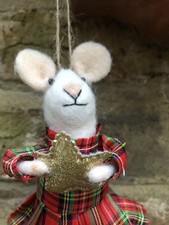 Felt mouse In Tartan Dress