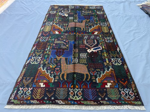 Blue vintage afghan pictorial - afghan,
