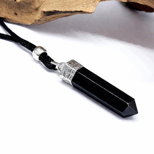 Black tourmaline pendant - tourmaline,