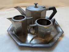 English Made Argent Pewter 1920s Tea Set With Tray 735 Antique