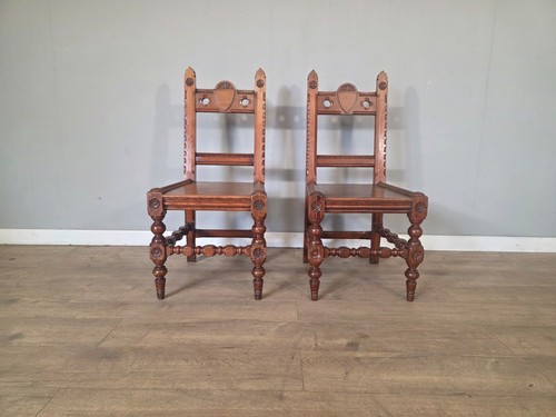 Pair gothic pitch pine hall - pair, of