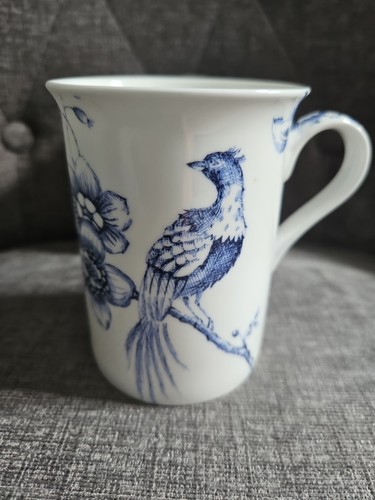 Blue toile bone china mug - bone,