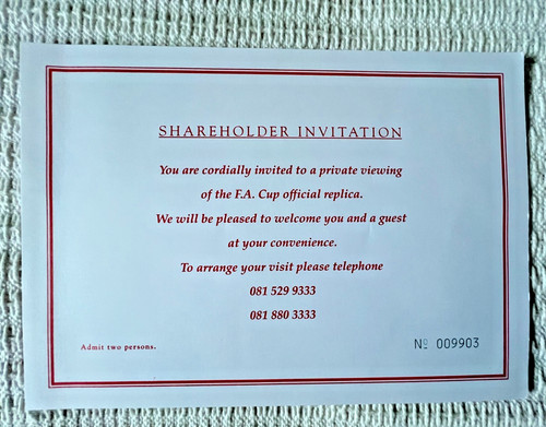 Arsenal shareholder ticket - fc,