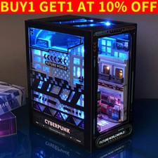 3D Wooden Book Nook Kit Miniature House DIY Book Nook Model LED Bookshelf Decor