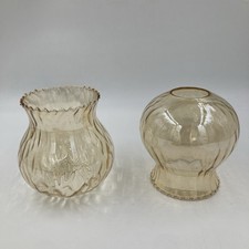 Hand blown ribbed amber glass