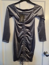 PLT Grey Velvet Bodycon Dress Size 8
