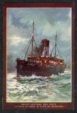 Great Central Railway Official Postcard Shipping SS City of Leeds & Bradford