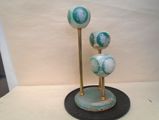 Stylish spherical marble stone candelabra with brass columns  REALLY FINE THING