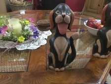 hand carved ,hand painted novelty dog 10" tall