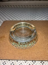 Vintage Wills’s Woodbine Cigarettes Pressed Glass Ashtray Advertising Tobacco