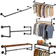 Heavy Duty Clothes Rail Strong Metal Wall Mounted Hanging Coat Rack Home Funitur