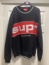 Supreme Jumper Crewneck Sweater Black Red FW19 Hype Clothing Size Medium Piping