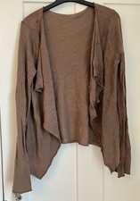 Oasis Vintage Nineties Beige Open Shawl  Waterfall Boho Cotton Cardigan, 10-12