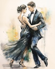 New A4 Tango Dancers Print
